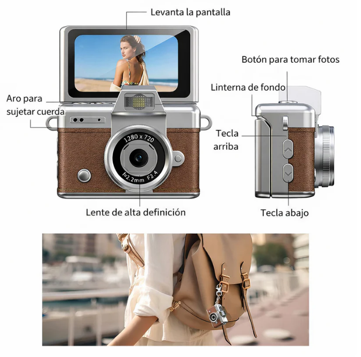 📸 Retro Mini Camera – Full HD 1080p Flip Design | Vintage Style 🎞️✨