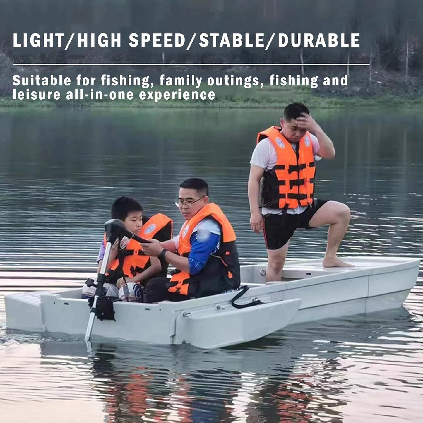 🛶Jise Car Portable Boat！Fishing trips，Pleasure cruises，Lightweight, portable & easy to assemble，Includes motor