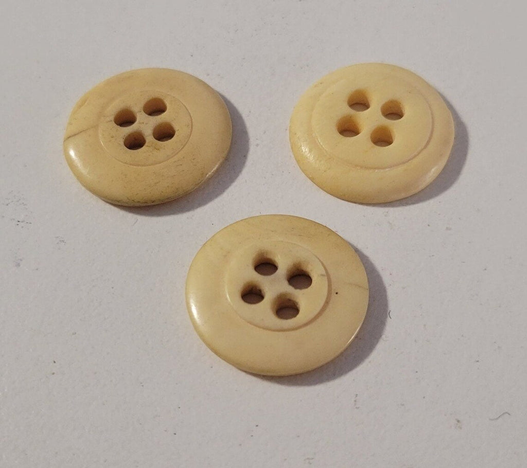 Vintage Buttons | White Tan | Fashion | Cute 4 Hole | New Old Stock | Sewing Supplies | Crafting | 3/4" |