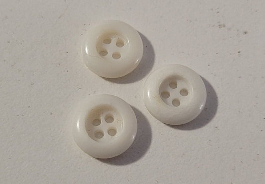 Vintage Buttons | White | Fashion | 4 Hole | Sewing Supplies | Crafting | Decorative Button | 1/2” | Rimmed |