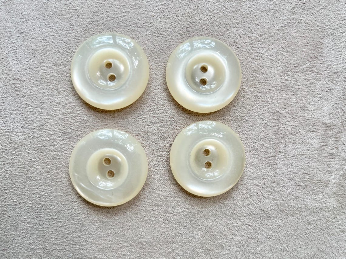 Set of Four Large Off-White Buttons One and a Quarter Inch Diameter 1.25"