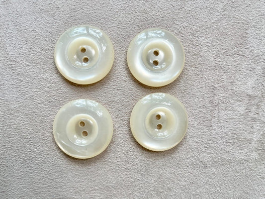 Set of Four Large Off-White Buttons One and a Quarter Inch Diameter 1.25"