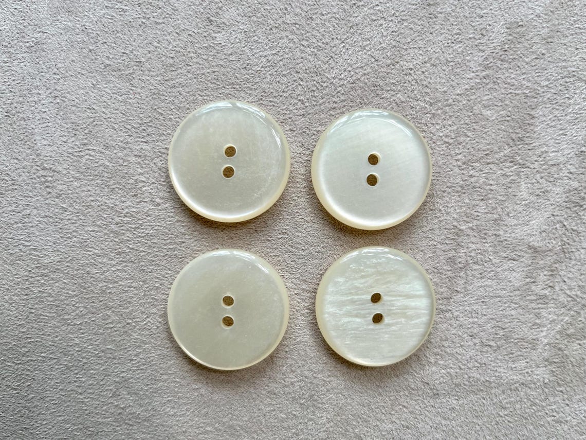 Set of Four Large Off-White Buttons One and a Quarter Inch Diameter 1.25"