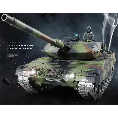 🔥 German Leopard 2A6 RC Tank – Realistic Recoil, BB Shot & IR Combat Ready 🎯